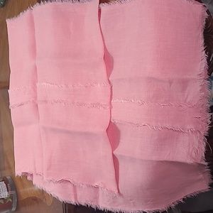 New in packaging! Soft pink handmade linen table runner fringe accents